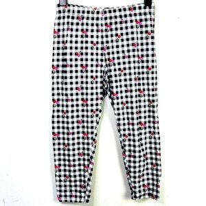 Cherry Y2K No Boundaries Women Checkered Pajama Bottoms - Black, White, and Pink